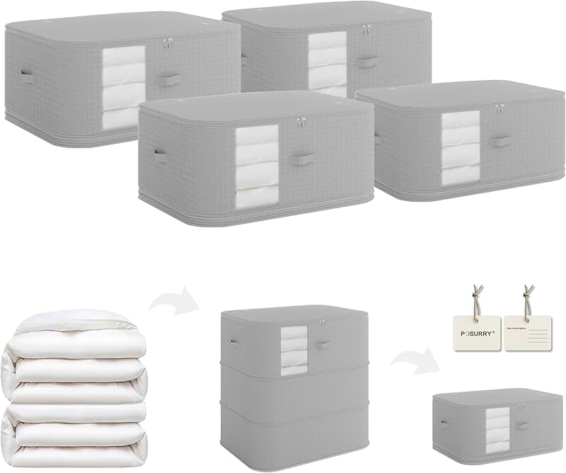 4-Piece 3-Layer Compressible Storage Bag in Gray
