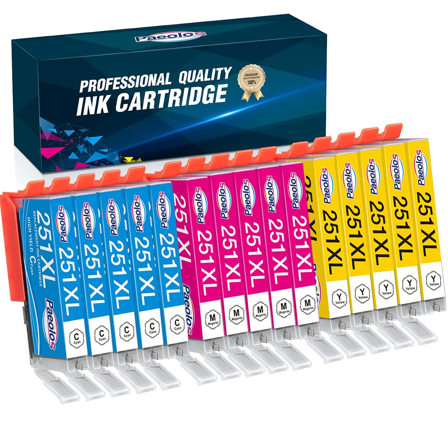 Compatible 251XL Ink Cartridge Replacement for Canon 251 251XL CLI-251 PGI-250 Used in Canon Pixma MX922 IX6820 IP7220 IP8720 MG7520 MG5520 MG5420 MG6320, 15 Packs (Color Ink) by