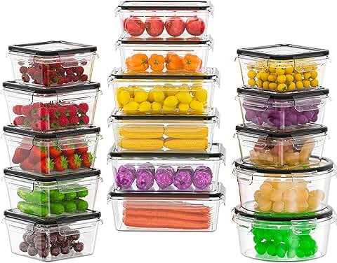 Set of 32 BPA-Free Plastic Food Storage Containers with Lids