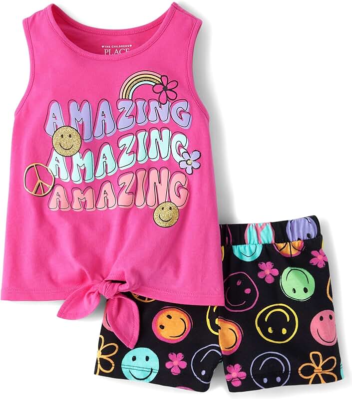 Baby Girl and Toddler Sleeveless Tank Top and Shorts Set