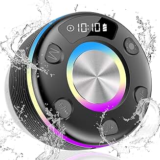 Portable Bluetooth Shower Speaker with 360° Sound and Lights
