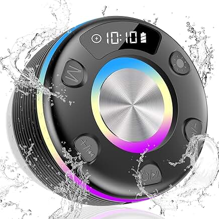 Portable Bluetooth Shower Speaker with 360° Sound and Lights