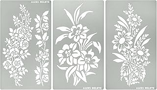 Rose Flower Branch Metal Stencils Set, 3 Pieces