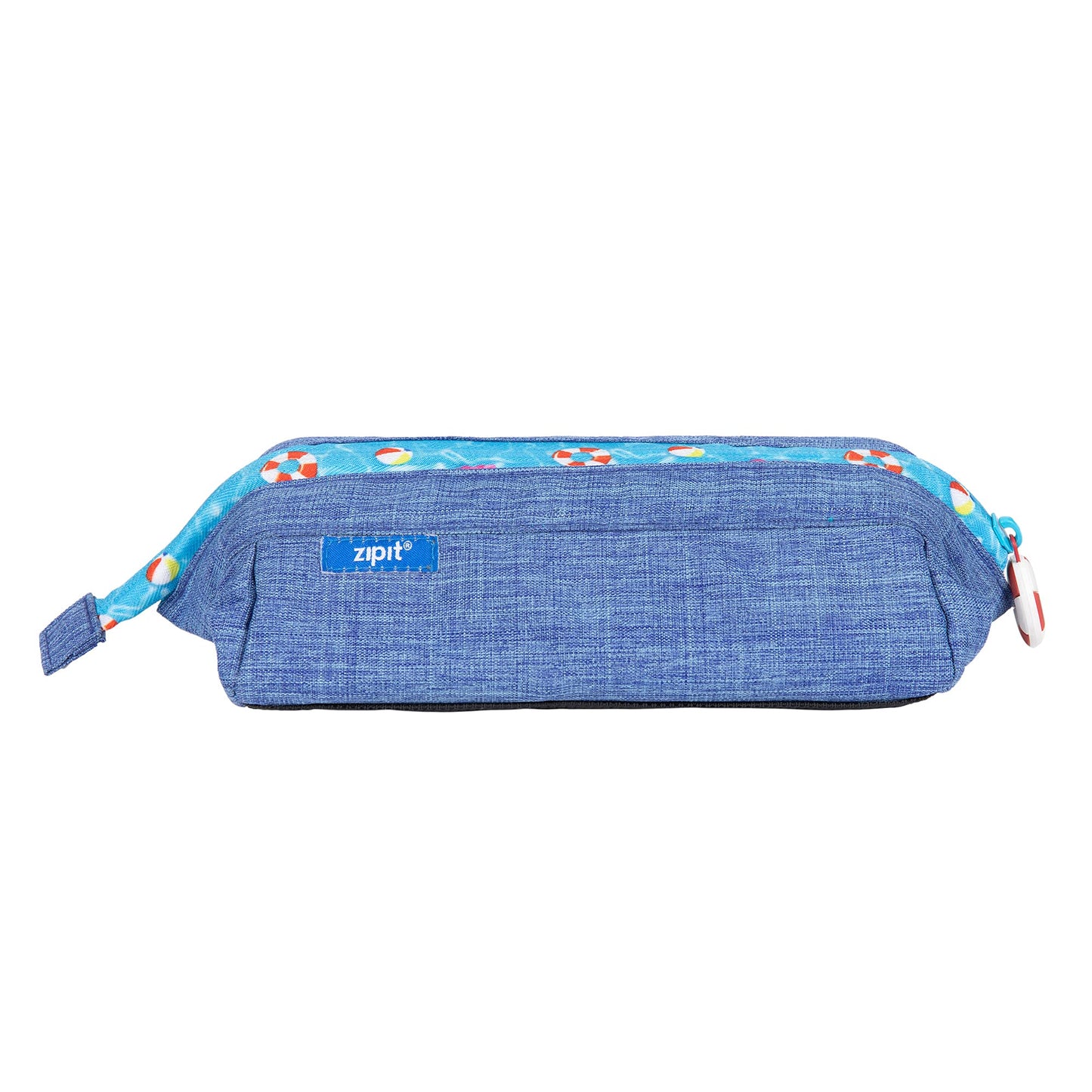 Large teal pencil case with zipper for school and stationery