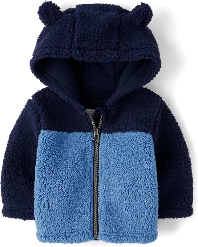 Cozy Sherpa Hooded Full Zip Jacket for Baby Boys and Toddlers