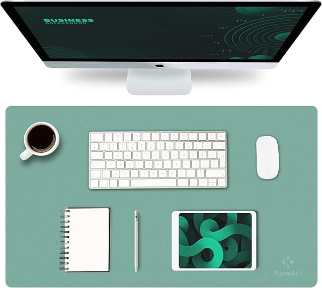 Small Green Leather Desk Mat for Office Use