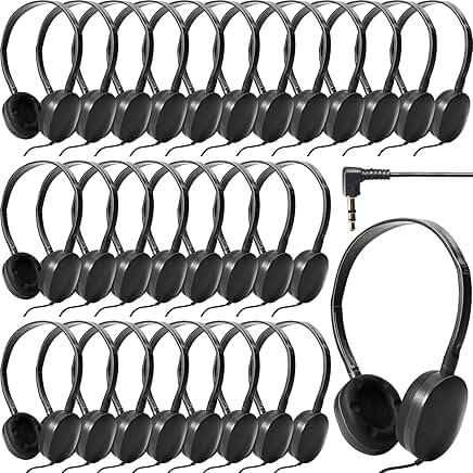 30 Pack Wired Adjustable On-Ear Headphones for Kids
