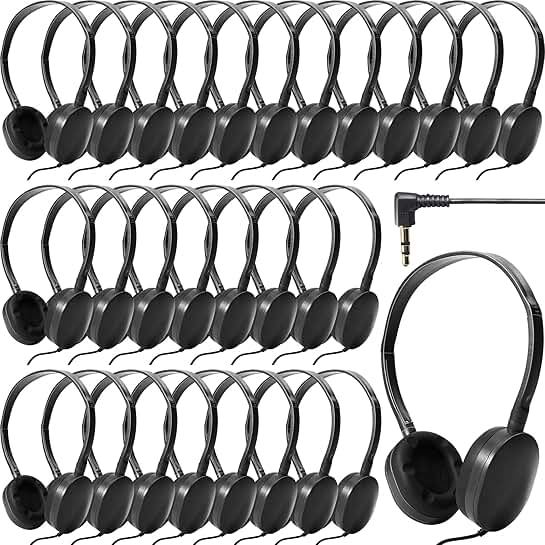 30 Pack Wired Adjustable On-Ear Headphones for Kids