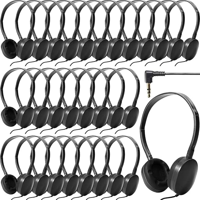 30 Pack Wired Adjustable On-Ear Headphones for Kids