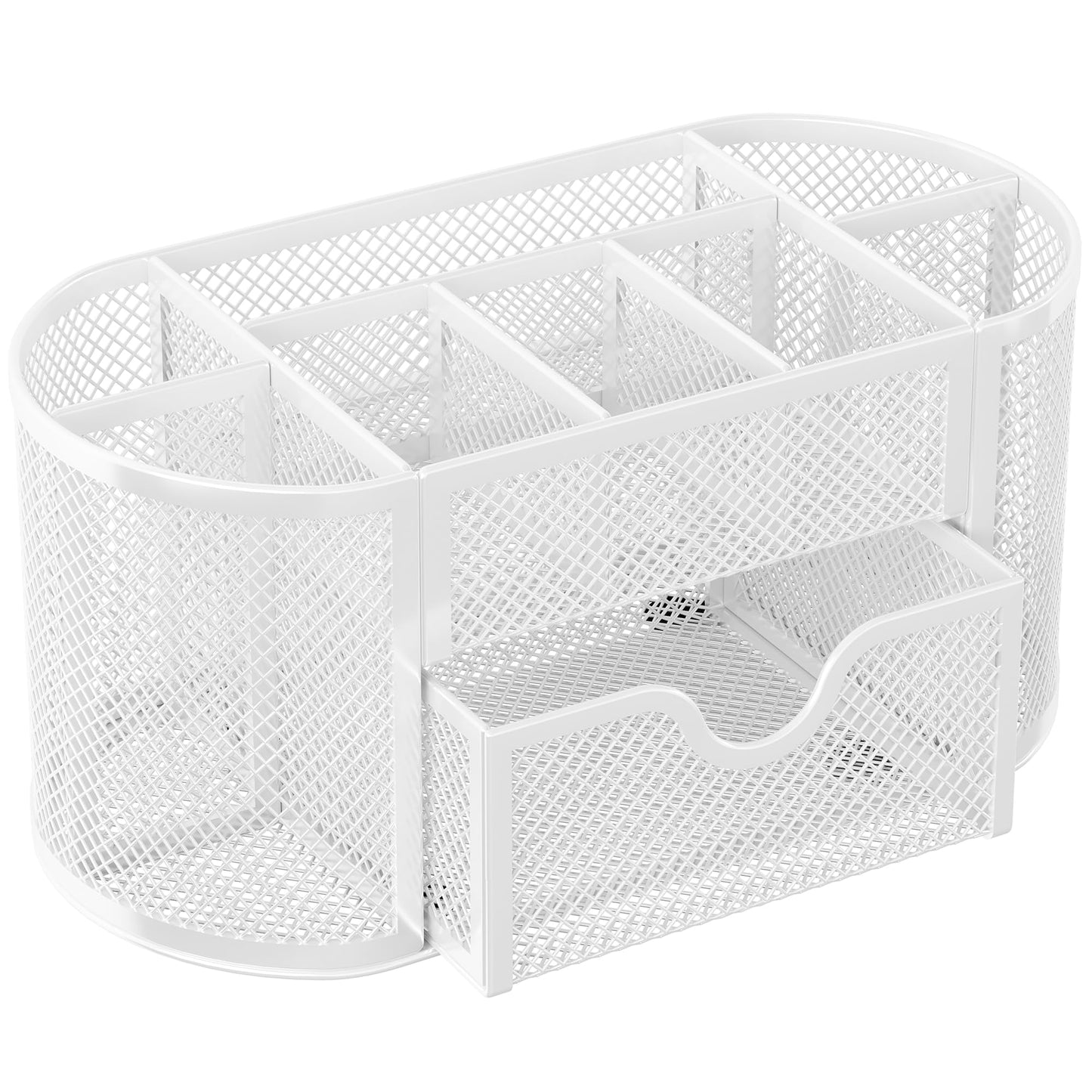 Mesh Pen Holder with Drawer and Compartments