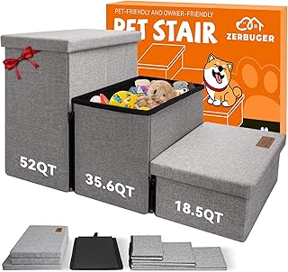 Wide 3-Step Dog Stairs with Storage for All Sizes