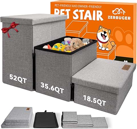 Wide 3-Step Dog Stairs with Storage for All Sizes