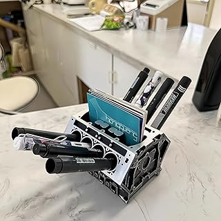 3D Printed V8 Engine Desk Organizer with Card and Pen Holders