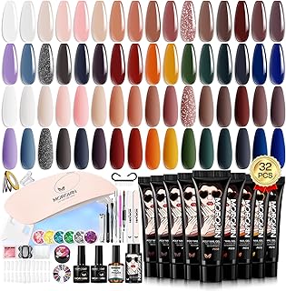 Poly Nail Gel Kit with 32 Colors and UV Lamp