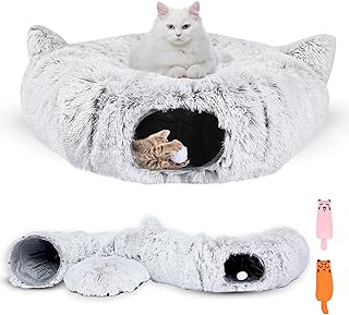Foldable 3-in-1 Cat Tunnel Bed with Toys