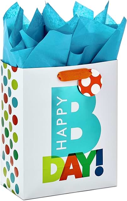 9-inch birthday gift bag with tissue paper
