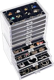 Clear 10-Drawer Earring Organizer with Velvet Trays