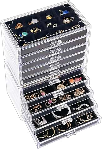 Clear 10-Drawer Earring Organizer with Velvet Trays