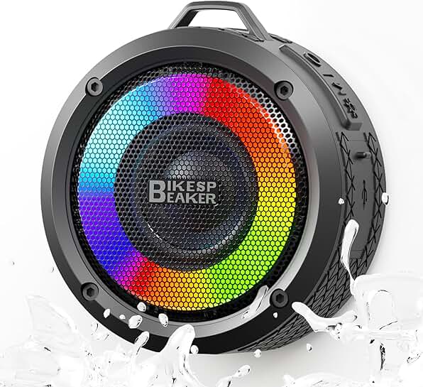 Waterproof Bluetooth Shower Speaker with Light and Long Battery
