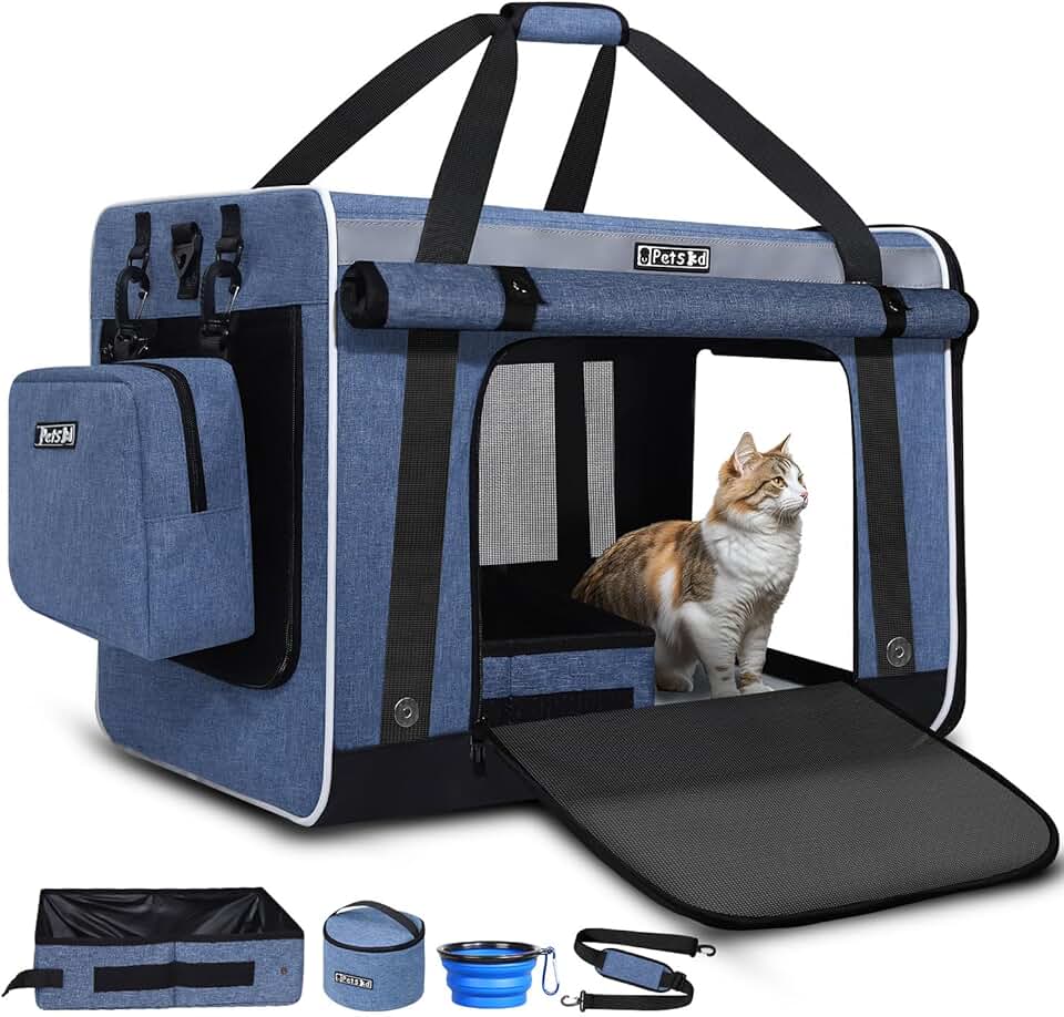 Large Cat and Dog Carrier with Litter Box, 55 lbs