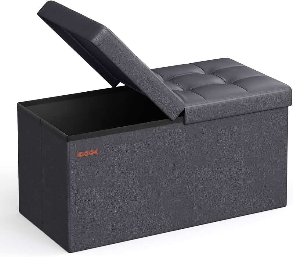 30-Inch Storage Ottoman Bench with Flipping Lid