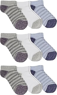 Women's Light Gray Stripe Mesh Low Cut Socks, 9 Pairs
