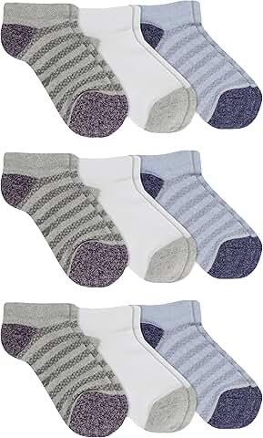 Women's Light Gray Stripe Mesh Low Cut Socks, 9 Pairs