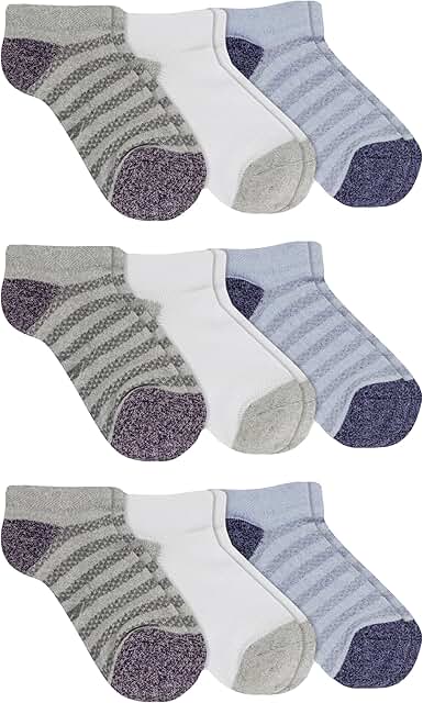 Women's Light Gray Stripe Mesh Low Cut Socks, 9 Pairs
