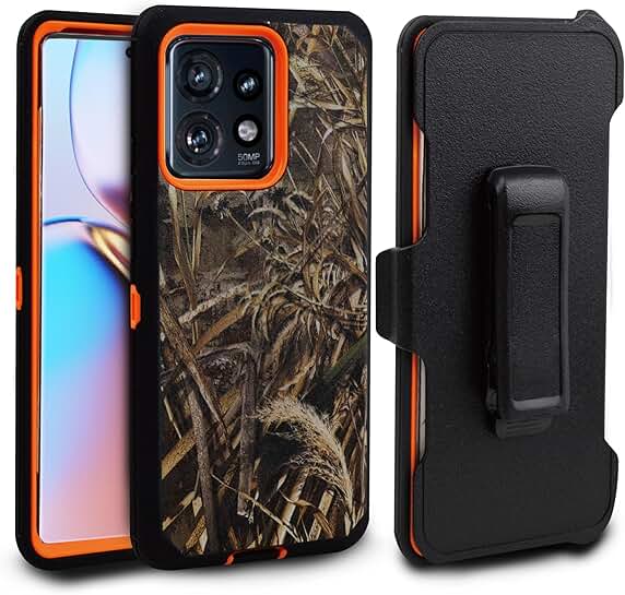 Durable 3-in-1 Rugged Camo Case with Belt Clip for Moto Edge 5G 2024