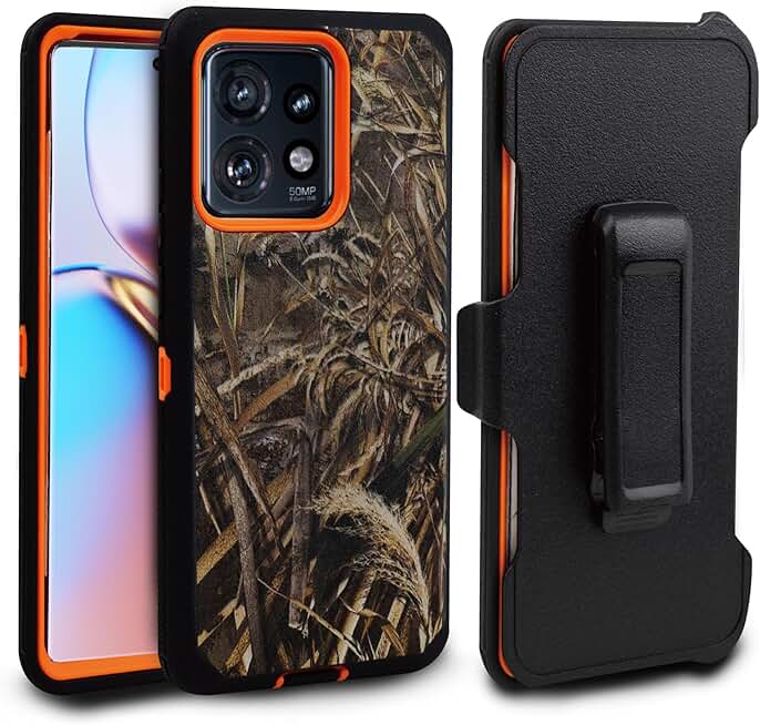 Durable 3-in-1 Rugged Camo Case with Belt Clip for Moto Edge 5G 2024