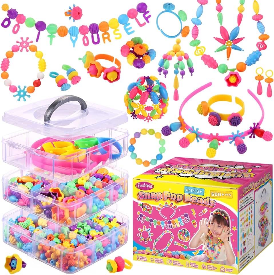 Colorful Bead Jewelry Kit for Kids 4-8