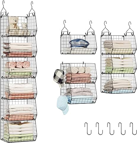 Six-Tier Closet Hanging Organizer with Hooks and Baskets