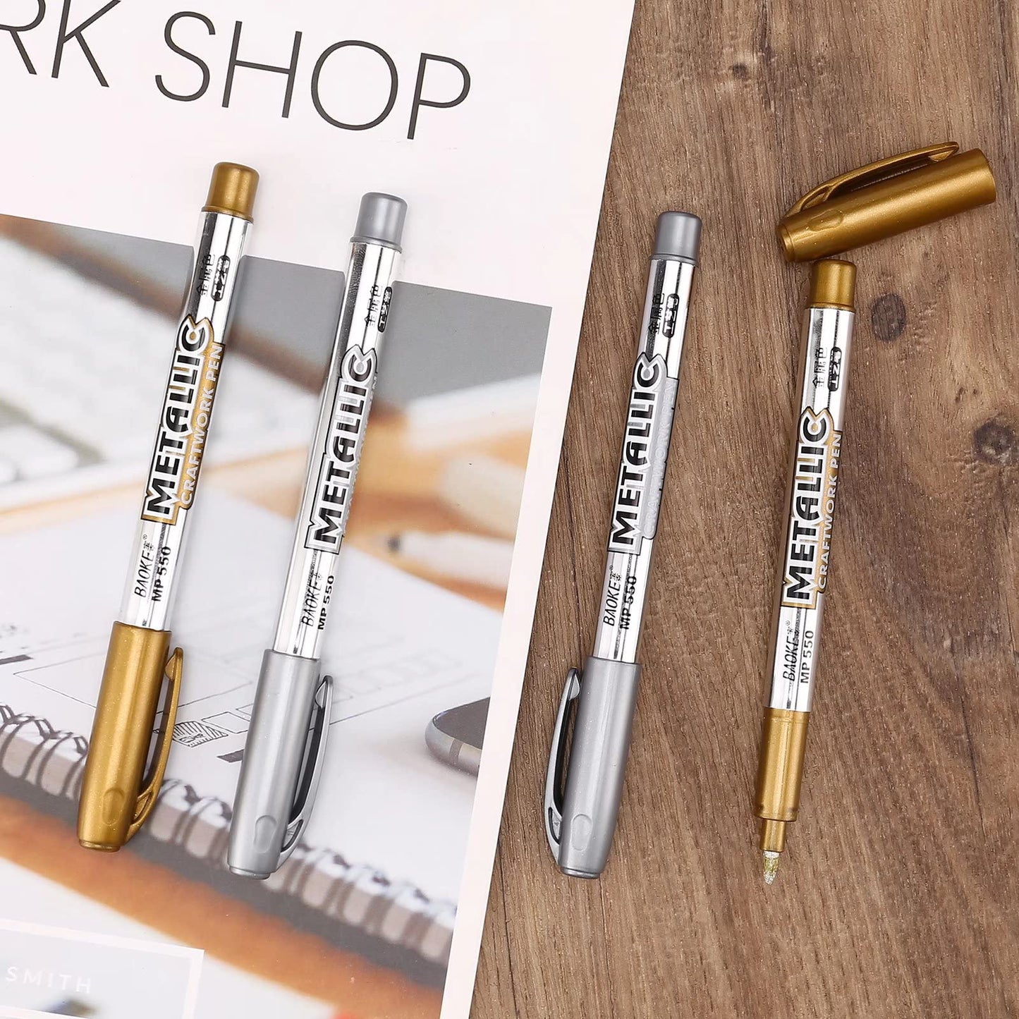 Silver fine point permanent marker set, 8-pack
