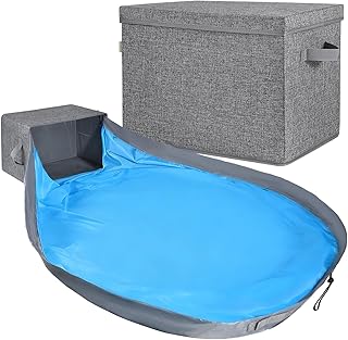 Large Grey Closet Storage Baskets with Lids and Play Mat