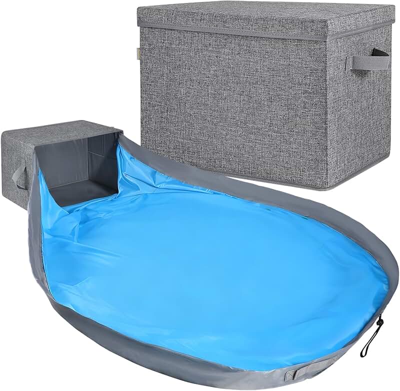 Large Grey Closet Storage Baskets with Lids and Play Mat