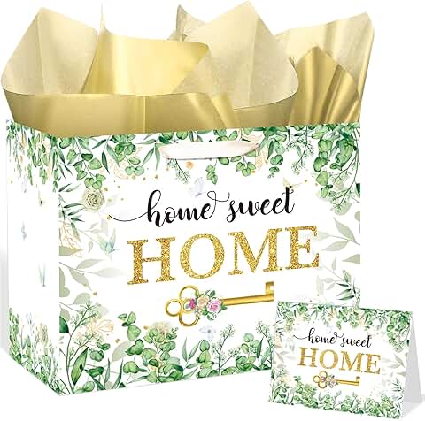 Housewarming Gift Bag with Greeting Card and Tissue Paper