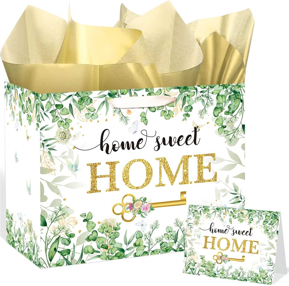 Housewarming Gift Bag with Greeting Card and Tissue Paper