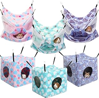 6 Pcs Small Animal Cage Hanging Hammocks and Hideouts