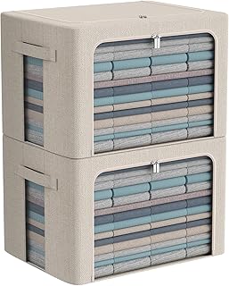 Large Foldable Linen Storage Bins with Handles, 2 Pack