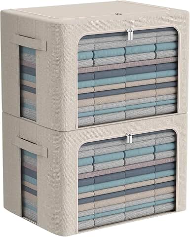Large Foldable Linen Storage Bins with Handles, 2 Pack