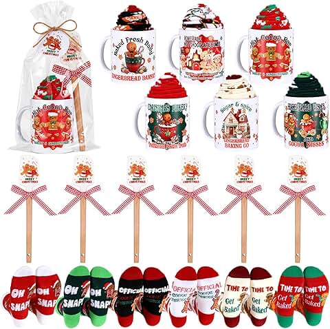 Christmas Gingerbread Man Gift Set with Mugs Socks and Cards