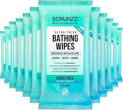 Extra Large No Rinse Bath Wipes for Adults, 120 Count