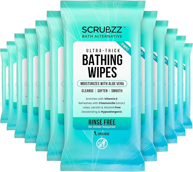 Extra Large No Rinse Bath Wipes for Adults, 120 Count