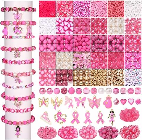 2650+ Pink Breast Cancer Awareness Beads for Jewelry Making