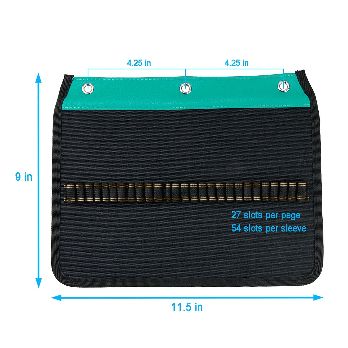 Green 54-Slot Pencil Sleeve for Binders