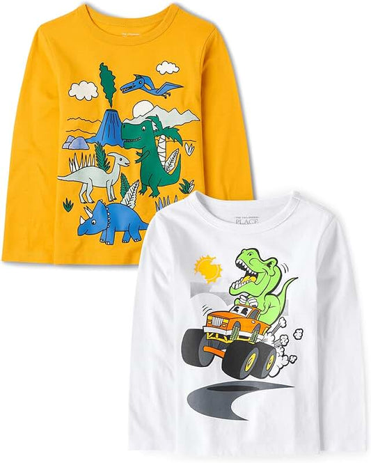 Baby Boys' Dino Long Sleeve Graphic T-Shirts Pack