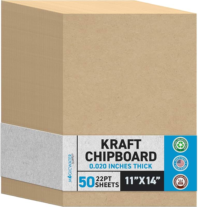 11x14 Inch Heavy Duty Kraft Chipboard Sheets, 50 Pack