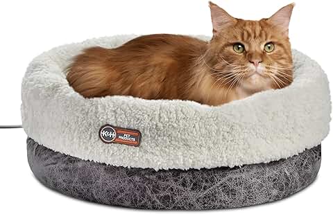 Heated Cat and Small Dog Bed, Soft, Washable, Waterproof