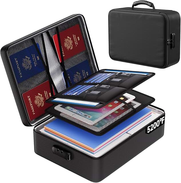 Fireproof Document Bag with Lock and Insulation