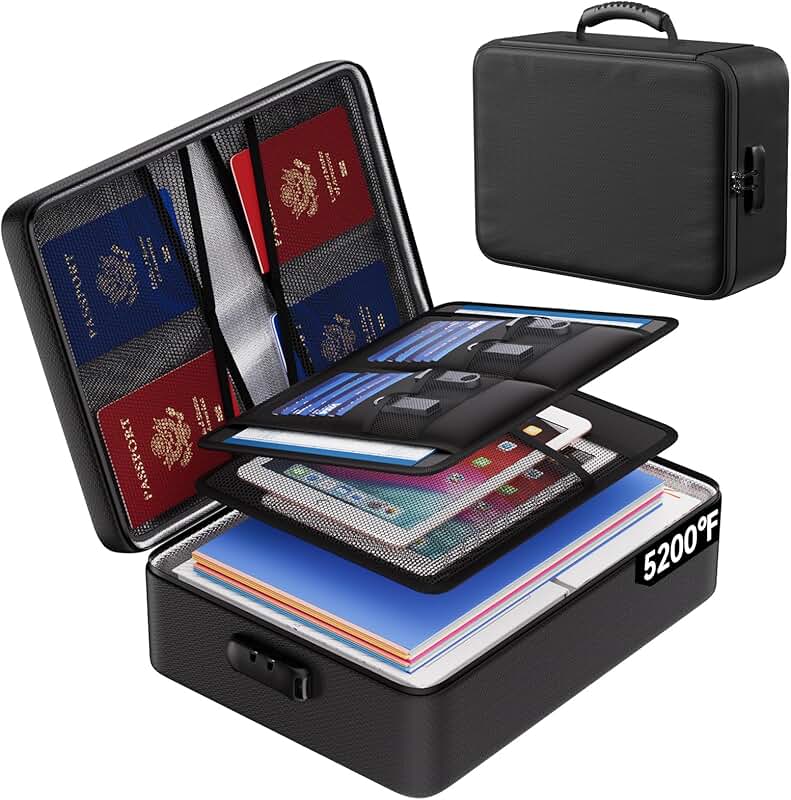 Fireproof Document Bag with Lock and Insulation